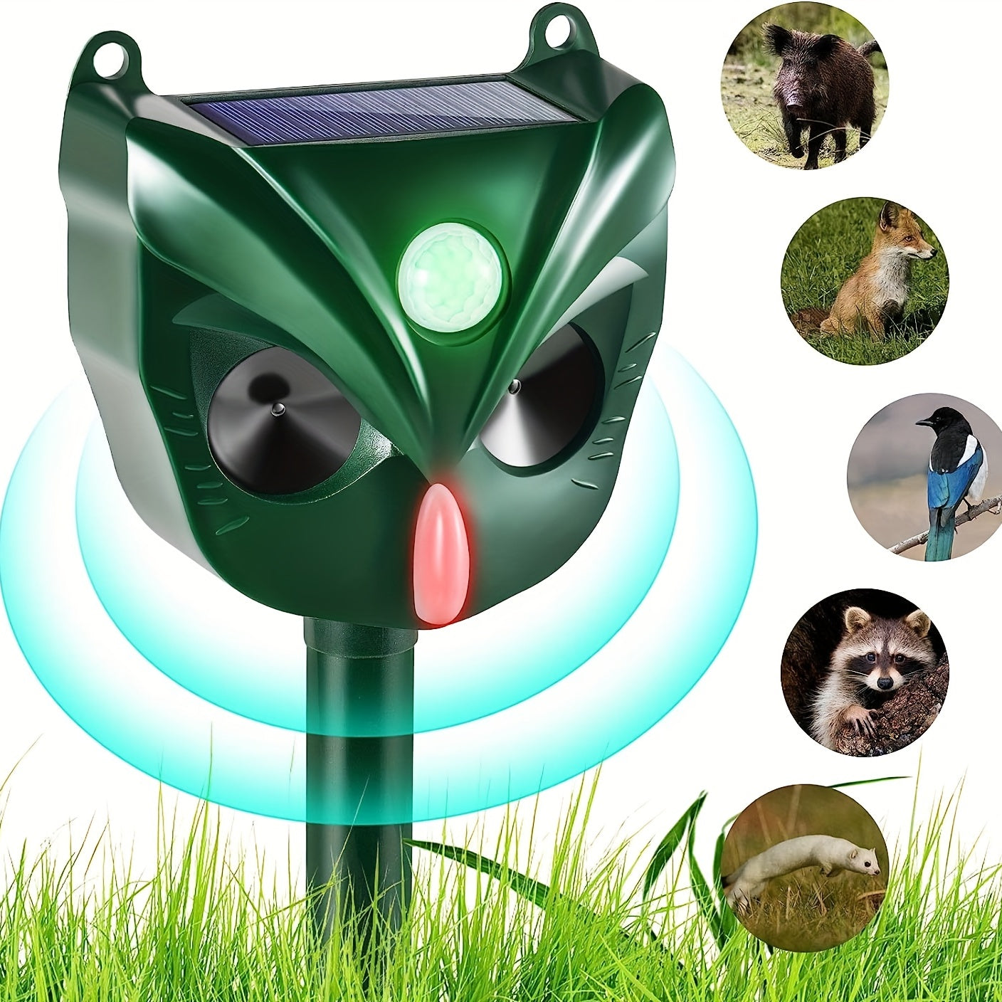 Ultrasonic Animal Repeller, Solar Waterproof Animal Deterrent With Motion Sensor And LED Flashing Light For Outdoor Yard Garden Farm Deter Cat, Squirrel, Bird, Dog, Raccoon, Coyote, Skunk