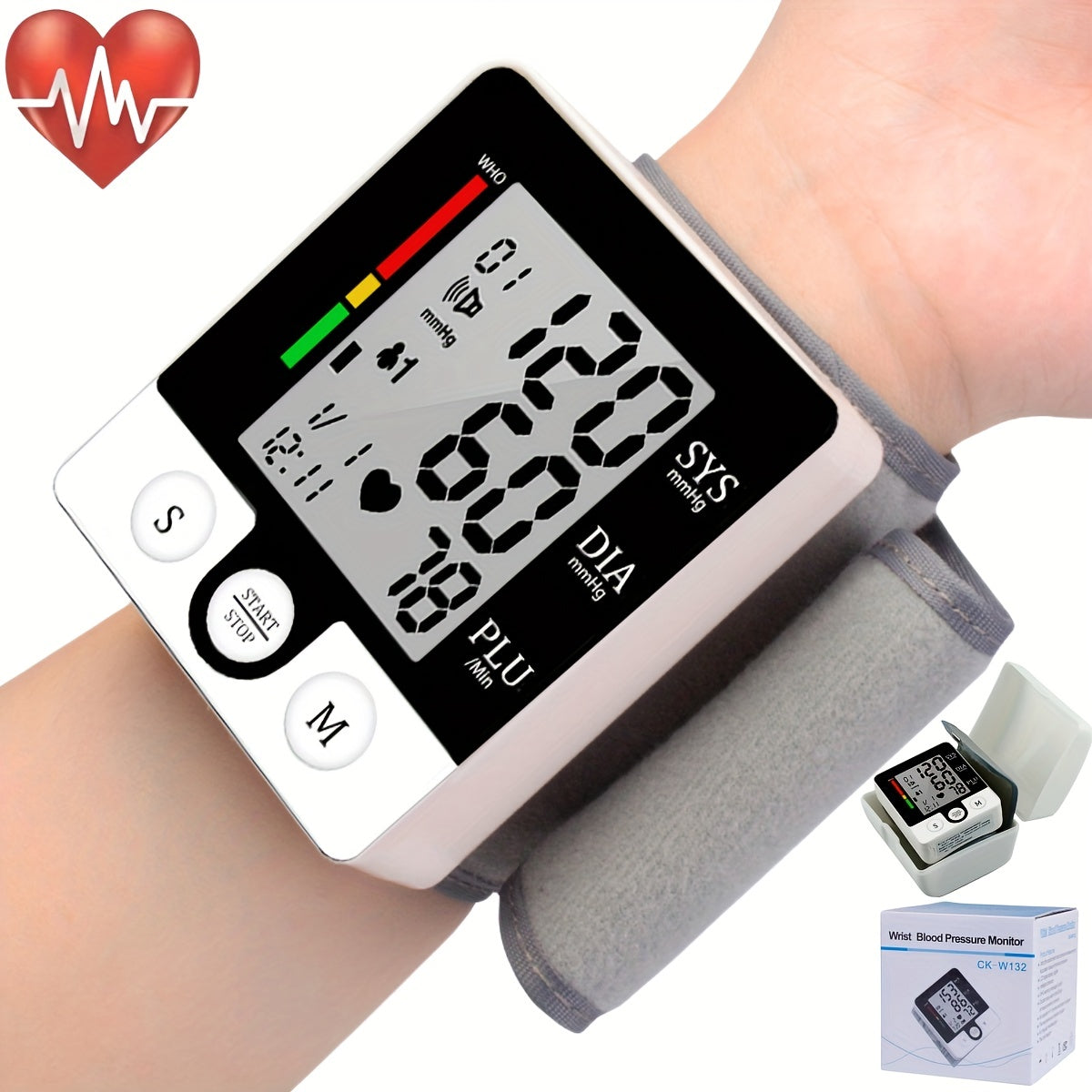 Wrist Sphygmomanometer, Automatic Pressurization, Accurate Measurement, Classic Battery Style Of Home Monitor (Battery Not Included）