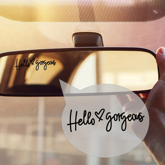 3pc/Set 'Hello Gorgeous' Mirror Decal - Add a Touch of Beauty to Your Car's Rear View Mirror!