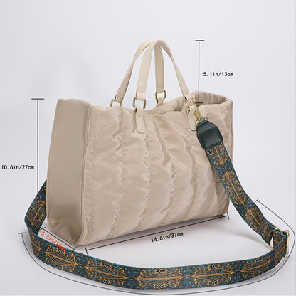 Stylish Quilted Shoulder Bag - Large Capacity Handbag For Work & Shopping - Adjustable Strap For Comfort