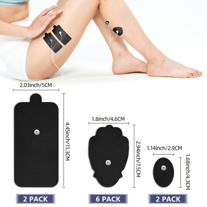 Unit Electrode Pads Reusable Self-Adhesive Replacement Massage Pads Latex Free, Standard Connection Snap On Cable For Tens EMS Massager