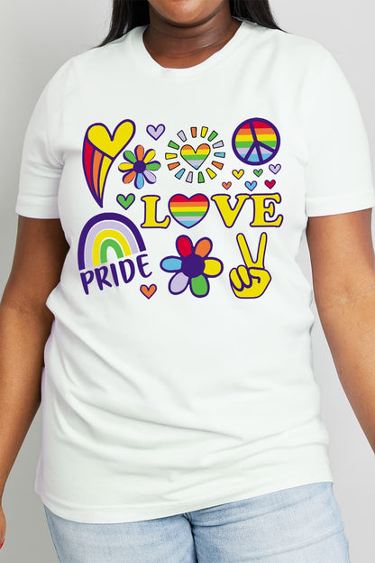 Simply Love T-shirt en coton graphique LOVE PRIDE pleine taille