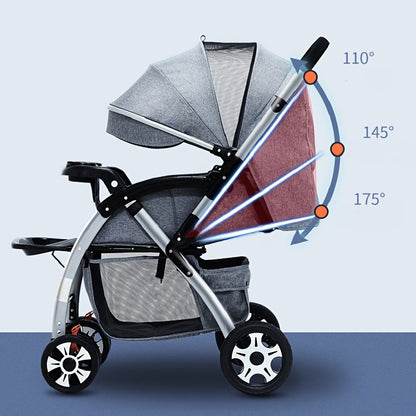 The Ultimate Four-Season Baby Stroller: Foldable, Reclining, and Large Space for Comfort!