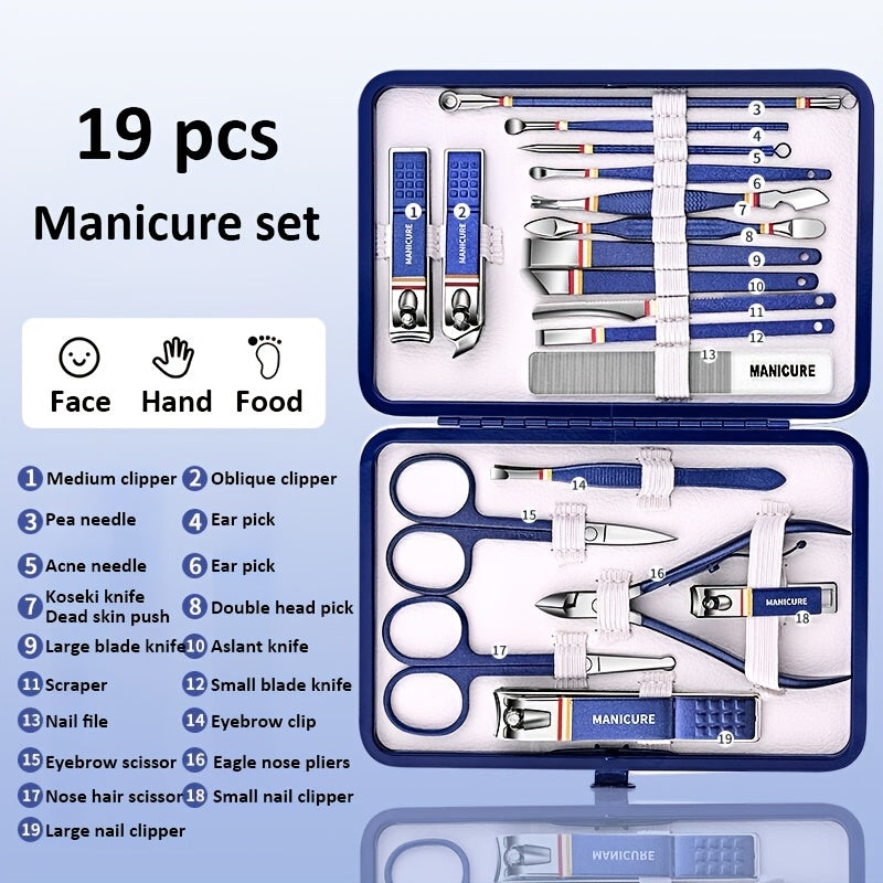 Stainless Steel Manicure Set with Toe and Finger Nail Clippers, Files, and Cutter - Perfect for Men and Women - Personal Care Tool for a Professional Look