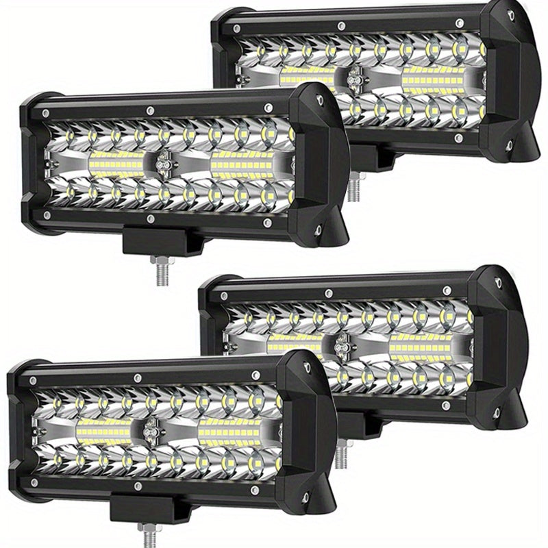 4 Pack of 120W 12000lm LED Work Light Bar - Waterproof Die-Casting Aluminum Alloy Shell for Jeep, Boat, UTV, Truck & ATV Off-Road Lighting