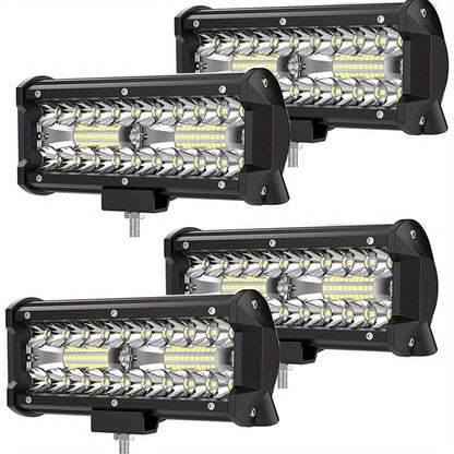 4 Pack of 120W 12000lm LED Work Light Bar - Waterproof Die-Casting Aluminum Alloy Shell for Jeep, Boat, UTV, Truck & ATV Off-Road Lighting