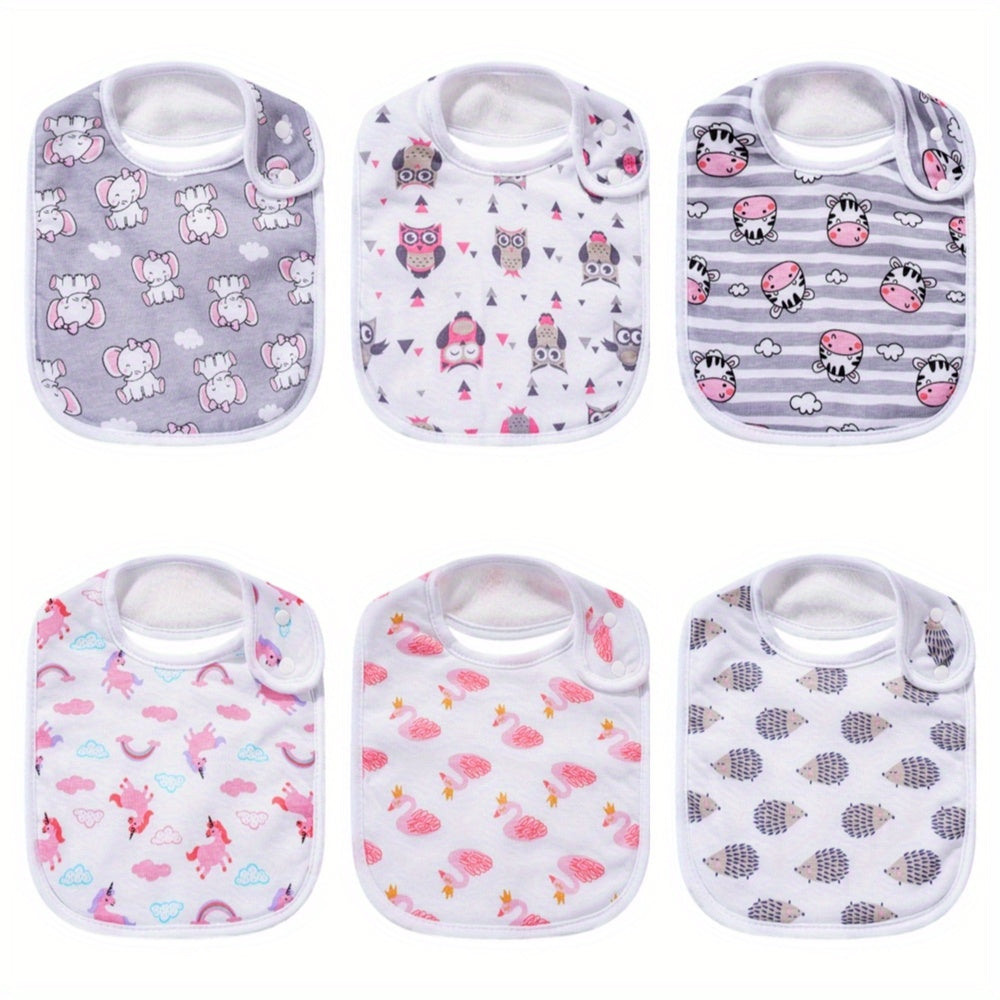 6pcs Baby Cotton Absorbent Bibs For Drooling Teething