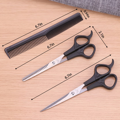 3pcs Set Hair Scissors Kit - 6.7'' Hair Cutting Shears for Men, Women, Barbers, Kids, Adults & Pets