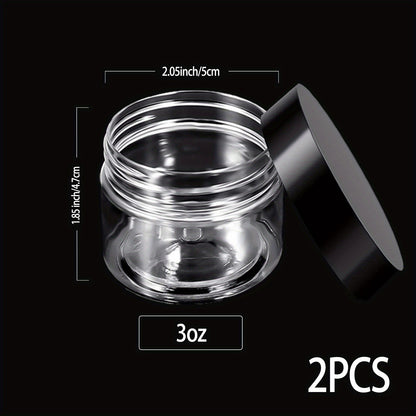 6 pcs Leak-Proof Plastic Pot Jars for Travel Storage and Cosmetic Use - Includes 6 Sizes (6,4,3,2)oz - Clear and Black Lids - Perfect for Makeup, Eye Shadow, Nails, Powder, Paint, and Jewelry