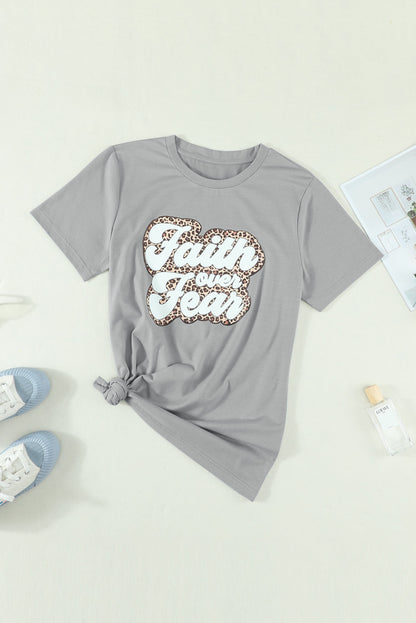 Camiseta estampada con cuello redondo FAITH OVER FEAR