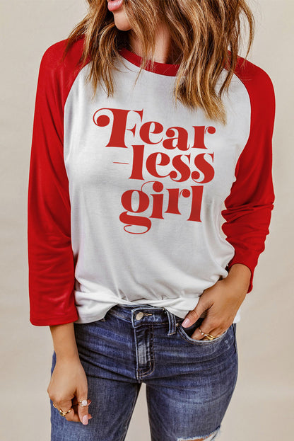 FEARLESS GIRL Graphic Raglan Sleeve Top