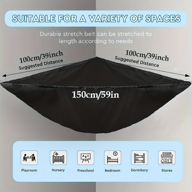 2 Pcs Black Stuffed Toy Storage Hammock - Perfect for Nursery, Play Room, Kids Bedroom!