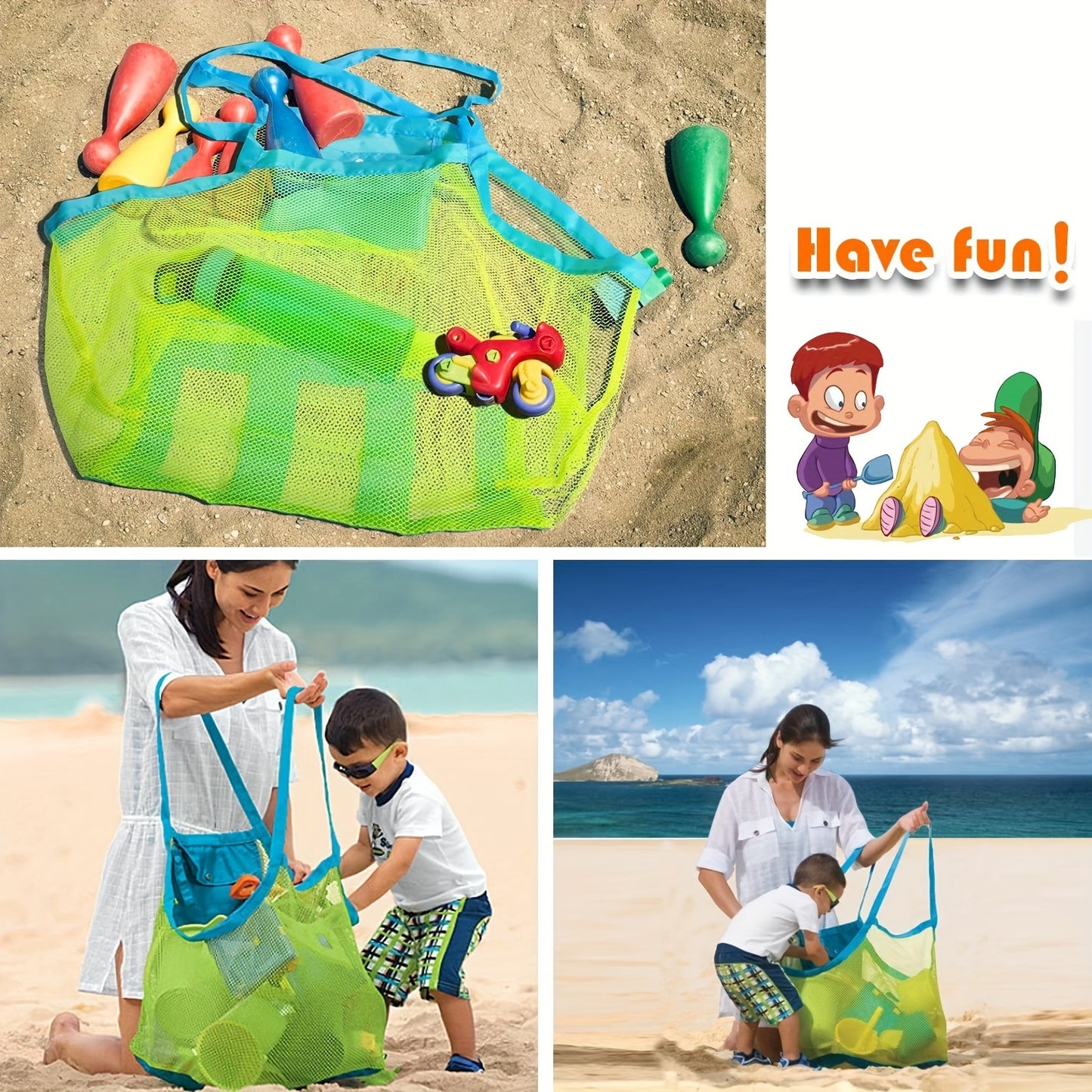 1pc Mesh Beach Bag & Tote: Perfect for Sand Toys & Beach Nets!