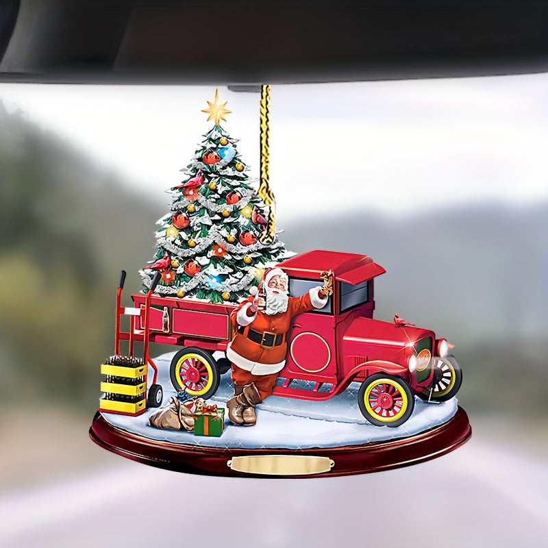 1pc Christmas Bus Pendant - Add a Festive Touch to Your Car or Home Decor!