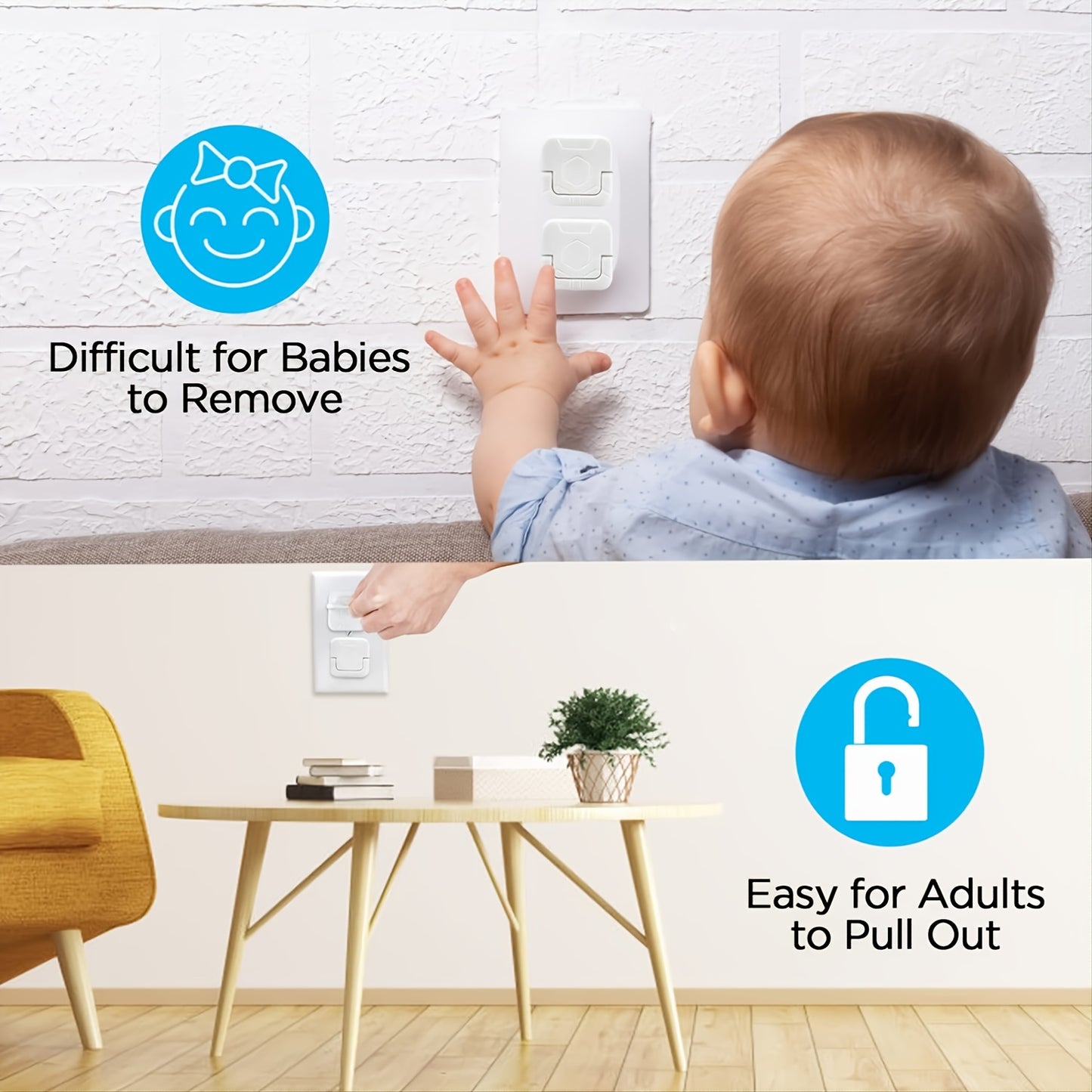 10pcs Baby Proof Outlet Covers - Keep Your Little Ones Safe with Hidden Handle & Square Socket Covers!