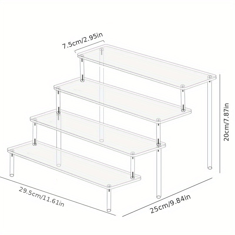 1pc Acrylic Perfume Organizer, Acrylic Display Rack, Transparent Ladder Shelf, Hand-made Anime Car Model Blind Box Storage Display Stand