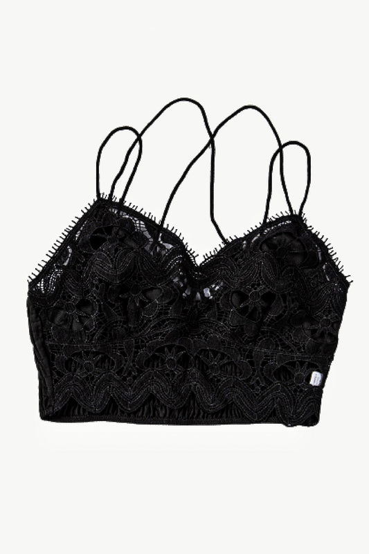 Bralette smockée en dentelle à bordure de cils