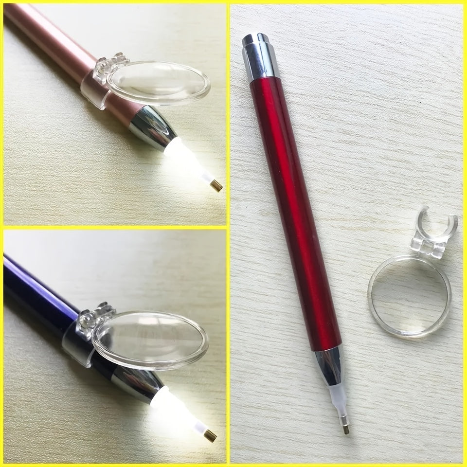 Unlock the Magic of Diamond Painting with this 1pc Luminous Point Diamond Pen and Magnifying Glass!