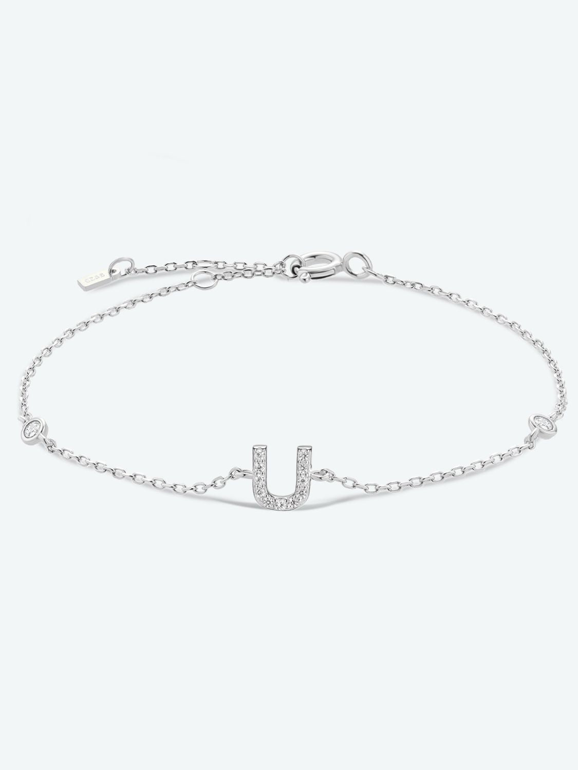 Bracelet en argent sterling 925 avec zircons Q To U