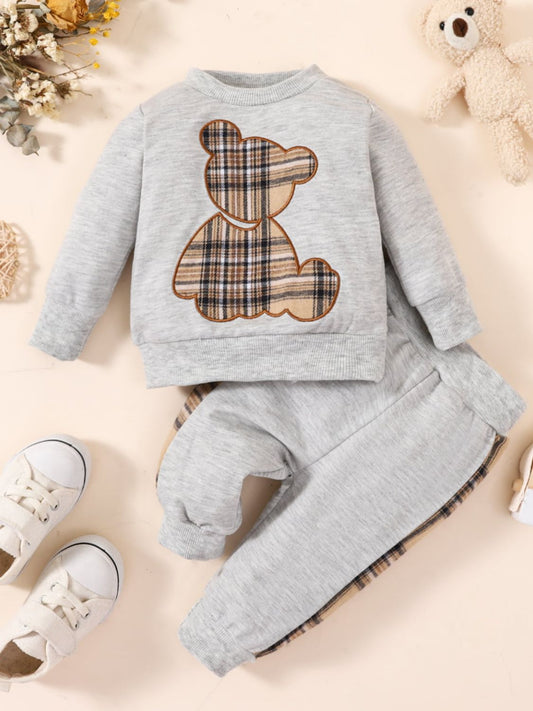 Ensemble sweat-shirt et pantalon de jogging graphique Baby Bear