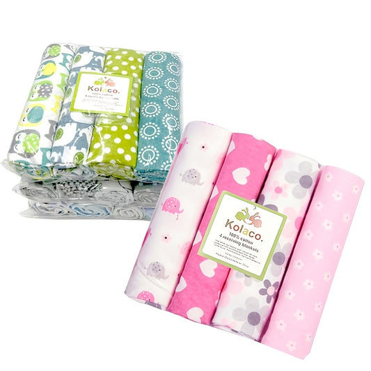 4pcs Cotton Receiving Newborn Baby Supersoft Blanket 29.92x29.92inch