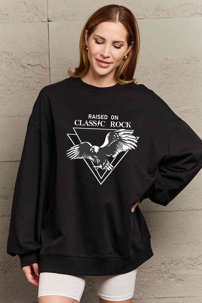 Simply Love Full Size Eagle Graphic Drop Shoulder Sweatshirt