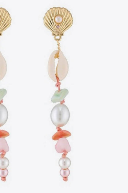 Synthetic Pearl Shell Drop Earrings