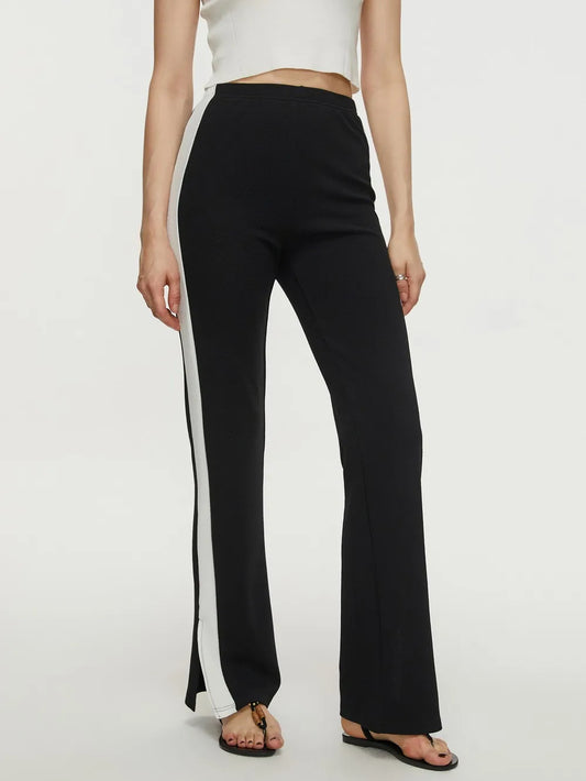 Pantalon Long Fendu Contrasté