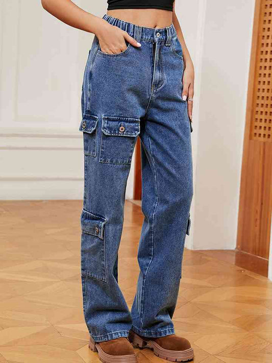 Buttoned Long Jeans