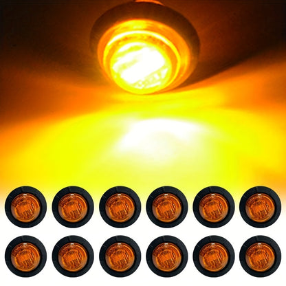 12PCS 12V Round 3/4 Inch Waterproof LED Gap Light, Van/ Truck/ Sidelight/ Indicator, Side Light