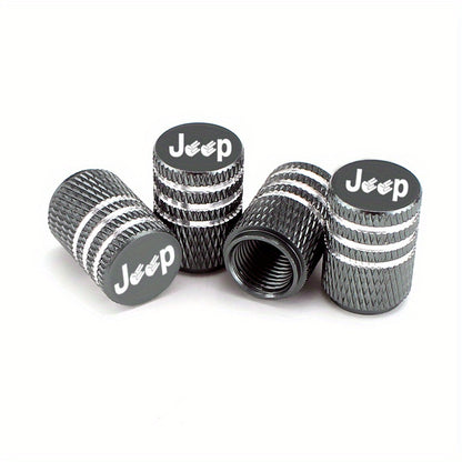 4pcs/set For Jeep Logo Wrangler JK JL Grand Cherokee Commander Renegade Compass Liberty Alloy Car Wheel Tire Valve Stem Cap Accessories