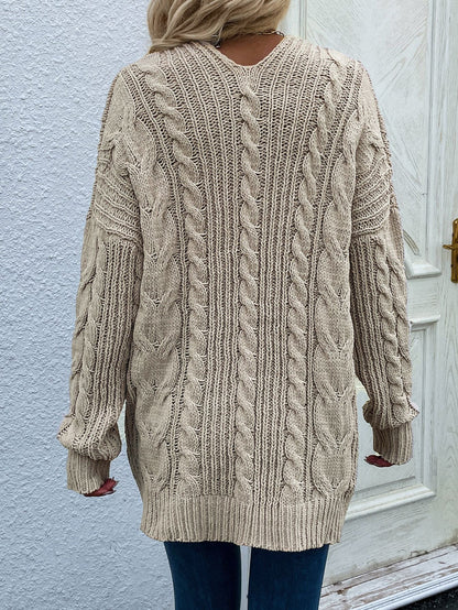 Cardigan ouvert sur le devant en tricot torsadé avec poches avant