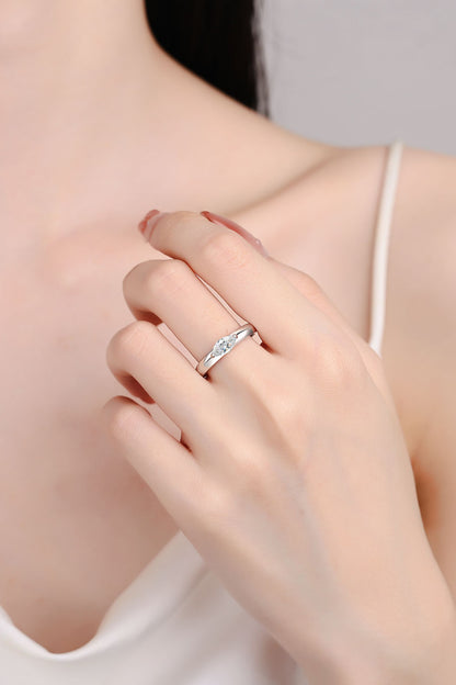 Moissanite Rhodium-Plated Ring