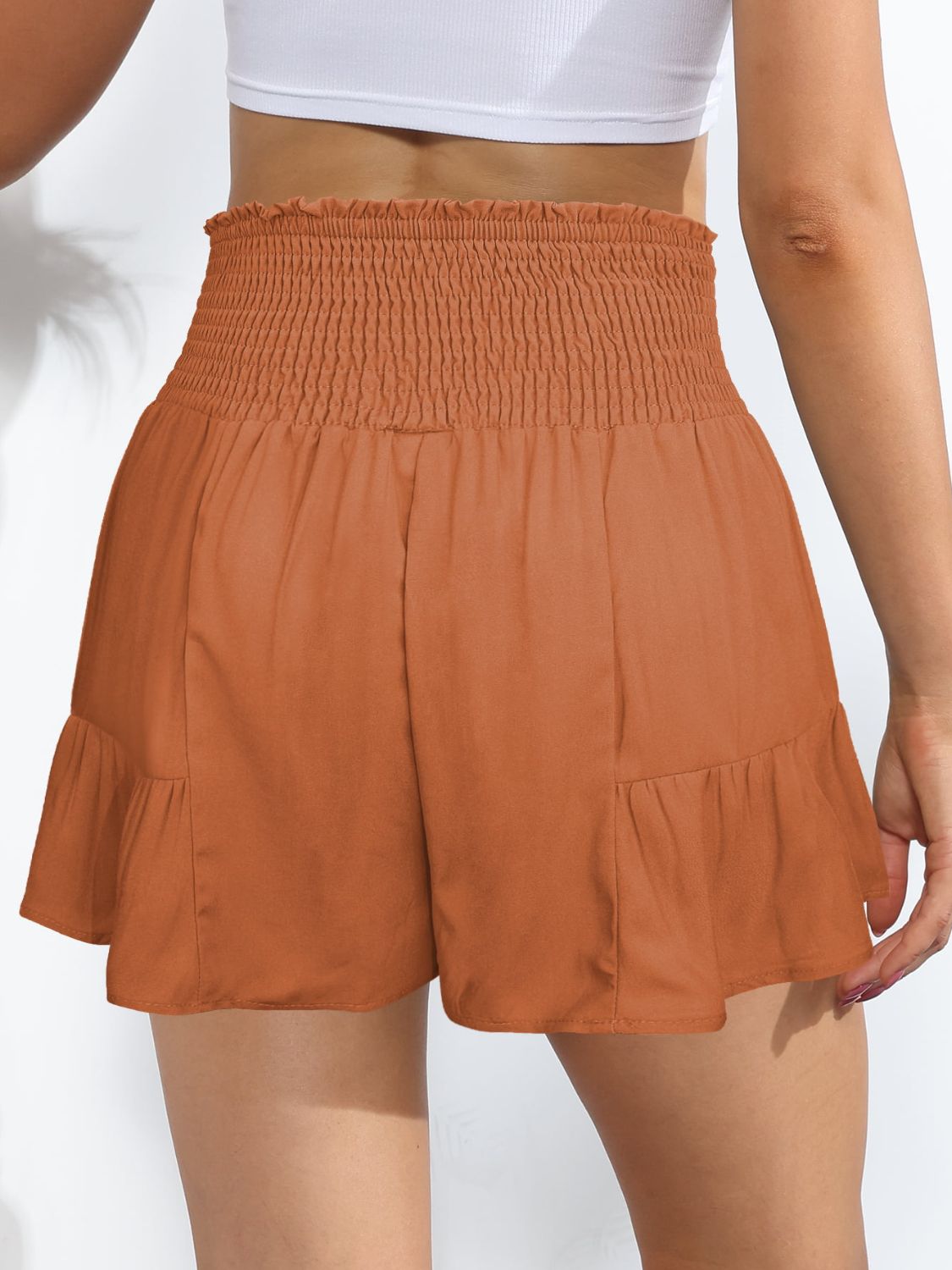 Short taille haute smocké noué sur le devant