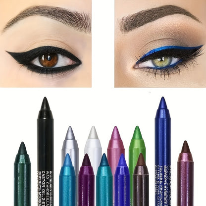 14-Color Eyeliner Palette: Highly Pigmented Pearly Shimmer & Metallic Finishes for Smokey Punk Gothic Look & Long-Lasting Waterproof Stick