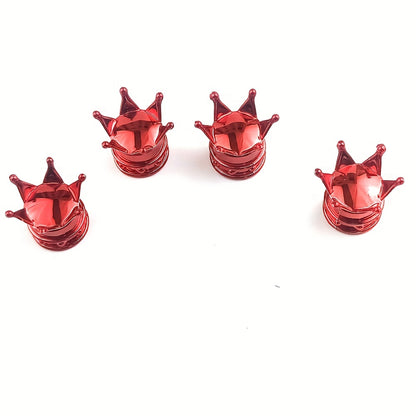 4pcs Creative Kings Crown Tyre Tire Wheel Valve Stem Caps - Car Bling Accessories for a Stylish Look!