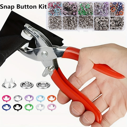 100 Sets Colorful Metal Snaps & Pliers Kit - Perfect for DIY Crafts, Clothes, Hats & Sewing (9.5mm)