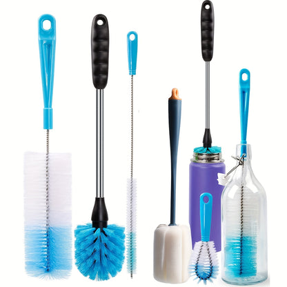 5pcs Bottle Brush Cleaning Set - Clean Narrow Neck Beer Bottles, Wine Decanter, Pipes, Hydro Flask Tumbler & More!