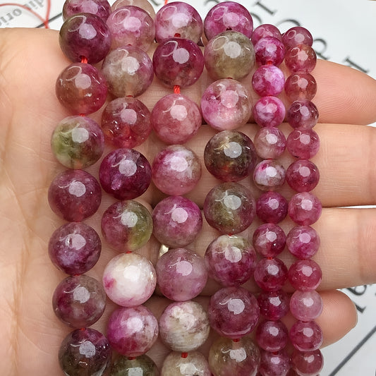 8mm Natural Pink Tourmaline Crystal Beads: Perfect for Jewelry Making & DIY Earrings!