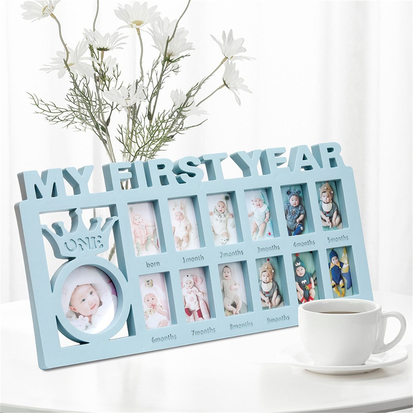 12-Month Growth Record Photo Frame for Baby - Creative Design & PP Plastic Material