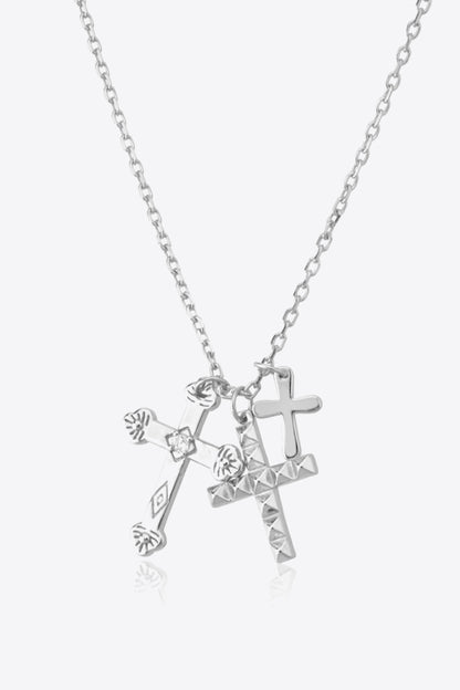 Collier avec pendentif croix en zircon incrusté en argent sterling 925