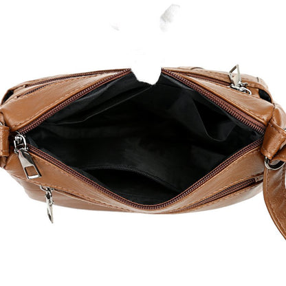 Women's Stylish Faux Leather Shoulder Bag - Large Casual Crossbody Bag with Multi Zipper Pockets