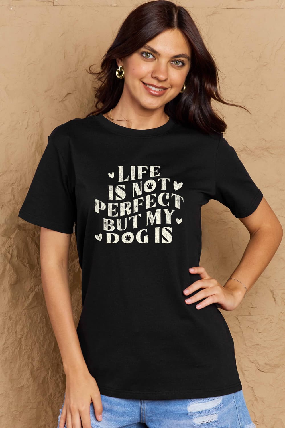 Simply Love Full Size Dog Slogan Graphic Cotton T-Shirt