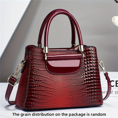 Stylish Women's Crocodile Embossed Faux Leather Crossbody Bag - Trendy & Removable Strap!