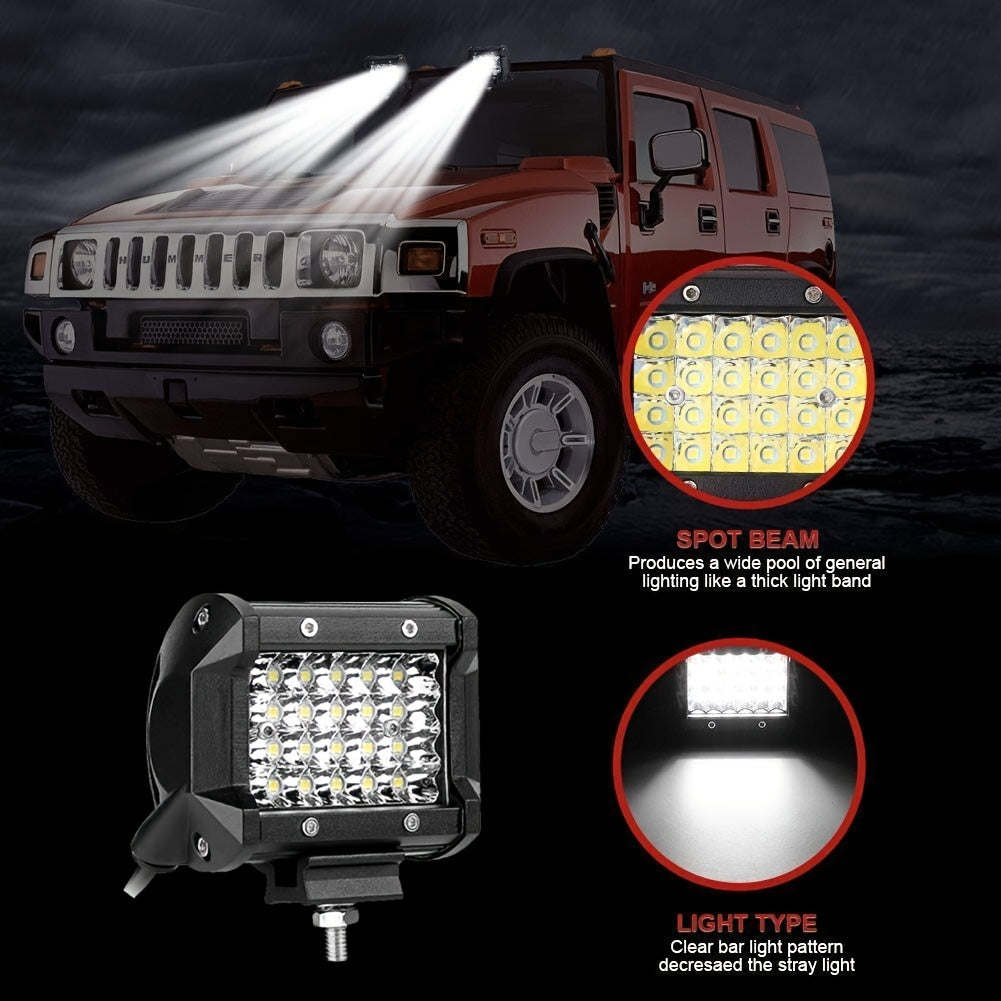 4 pack 72W 7200lm LED Work Light Pods - Waterproof Offroad Light Bar for Trucks, Trailers, Tractors, ATVs, UTVs, RVs, and Truck Driving - Enhance Visibility and Safety on the Road