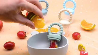 3pcs Children's Silicone Fruit & Vegetable Feeder with Handle - Perfect Food Supplement Pacifier!