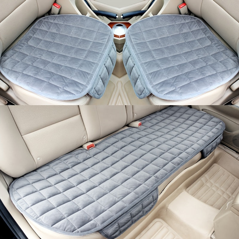 1pc Or 2pcs Or 3pcs Plush Plaid Thicken Warm Car Seat Cushion Pad Car Seat Protector Car Front Rear Seat Covers For Car SUV Truck Car Accessories