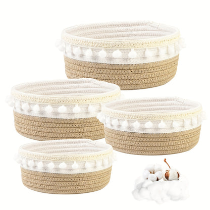 4pcs/set Cotton Rope Woven Ball Storage Basket