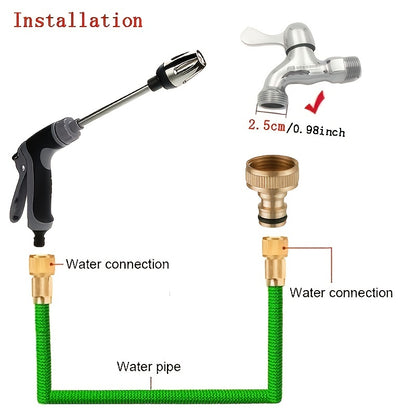 Manguera telescópica Flexible para lavado de coches, con pistola de agua pulverizada, Ideal para riego y limpieza de jardines, 1 ud. 