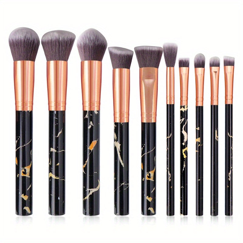 10 Pcs Marble Makeup Brushes